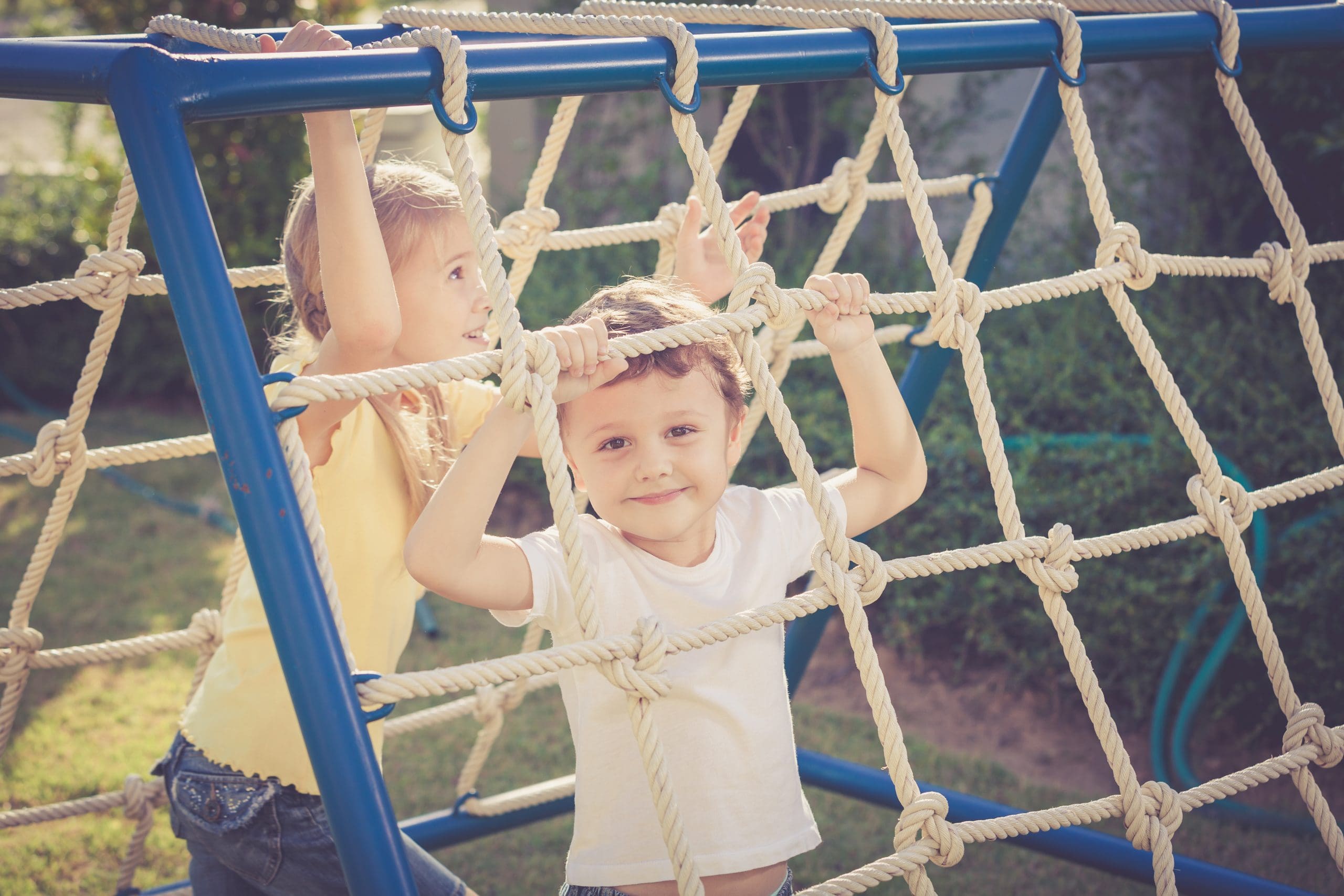happy children playing on the playground